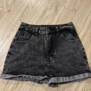 black denim shorts